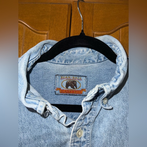 Bear Back Vintage Men's Denim Jacket Well Worn workshirt - Picture 2 of 8